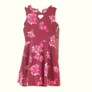 PLACE Dress Burgundy‎ with flowers 💐 L 16/18